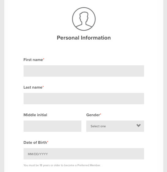 Preferred Customer creae account - User Data